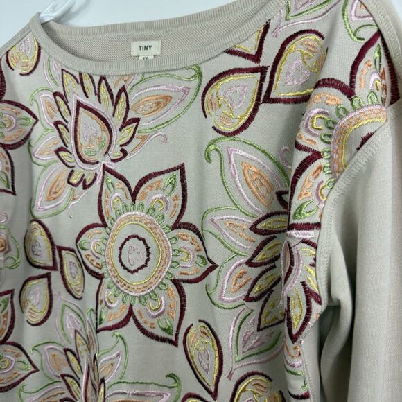 Anthropologie Tiny Helena Embroidered Floral Pullover Sweatshirt XS Bohemian - Picture 7 of 12